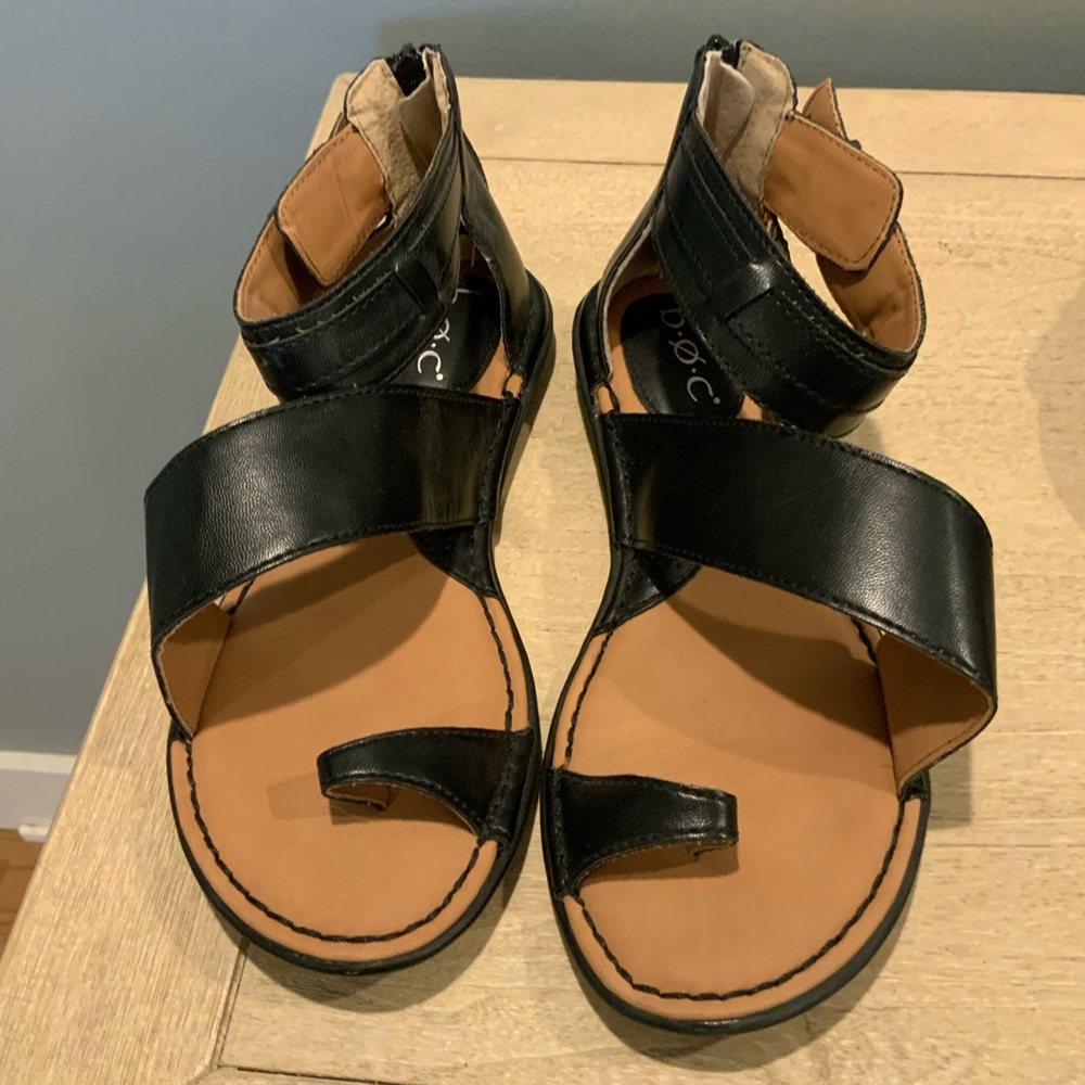 boc Women's Zipper Gladiator Ankle Strap Sandals Toe Ring Black WMN Size 7